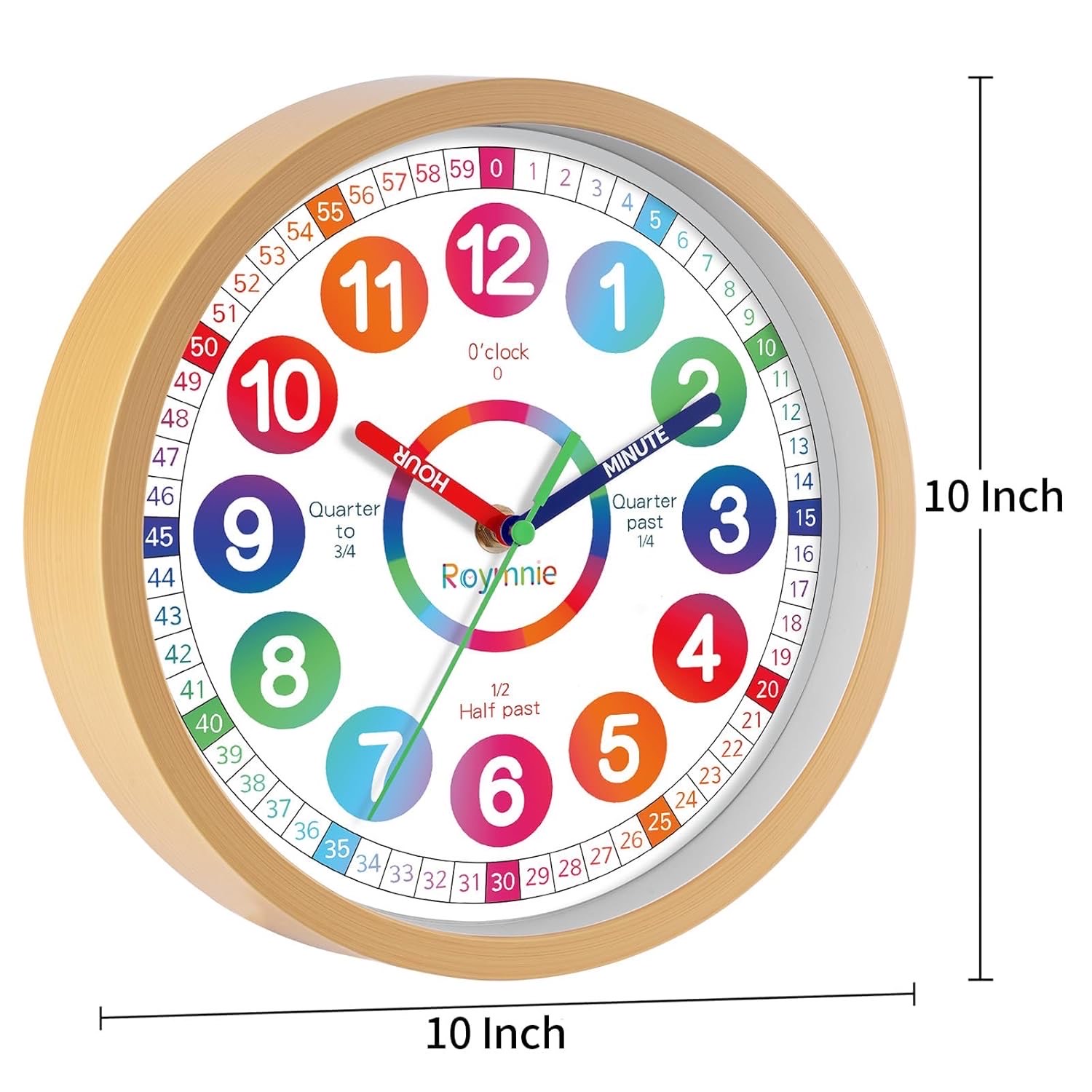 Learning Clock for Kids Telling Time Easily Teaching Clock Silent Non Ticking - Image 6