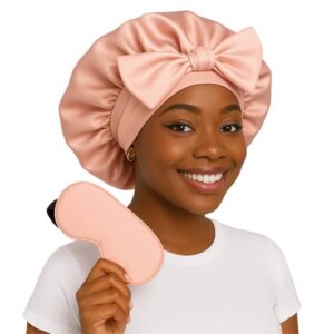 Sosun Beauty Double Layer Blush Pink Satin Sleep Bonnet