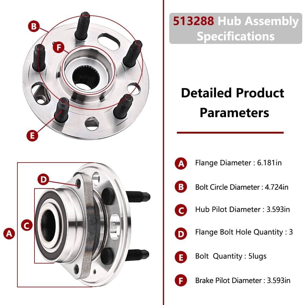 513288 Front or Rear Wheel Bearing and Hub Assembly Compatible - Image 4