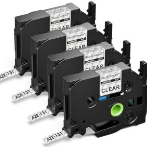 Markdomain TZe Tz Tape 12mm 0.47 Laminated Clear TZe-131 Compatible