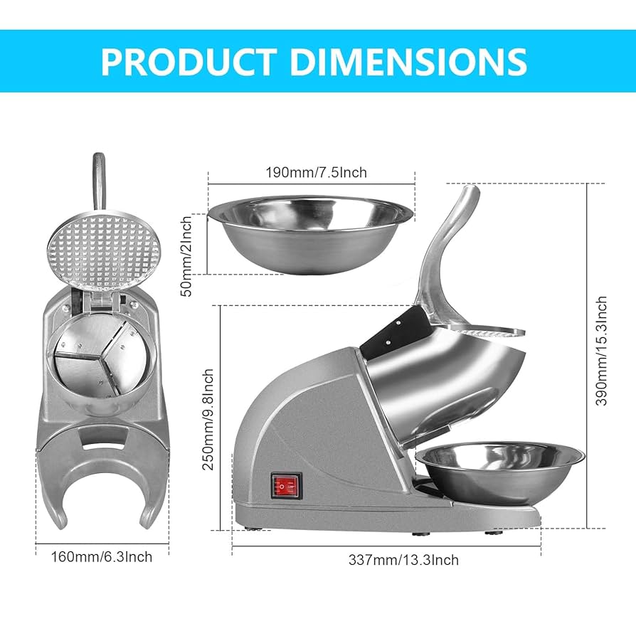 Shaved Ice Machine 380W Electric Ice Crusher Triple Blades Ice Crusher Shaver 28 - Image 8