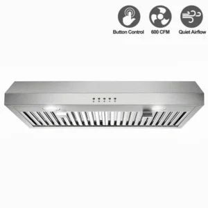 SNDOAS 30inch Kitchen Under Cabinet Range Hood 3-Speed 600CFM Vent w/LEDs Sliver
