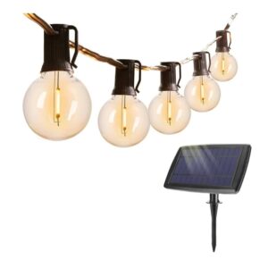 25ft Solar G40 String Lights - 25 E12 Sockets, 0.5W LED Bulbs