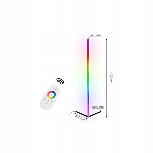 LED RGB floor lamp 20W 140cm black + REMOTE CONTROL - Image 2